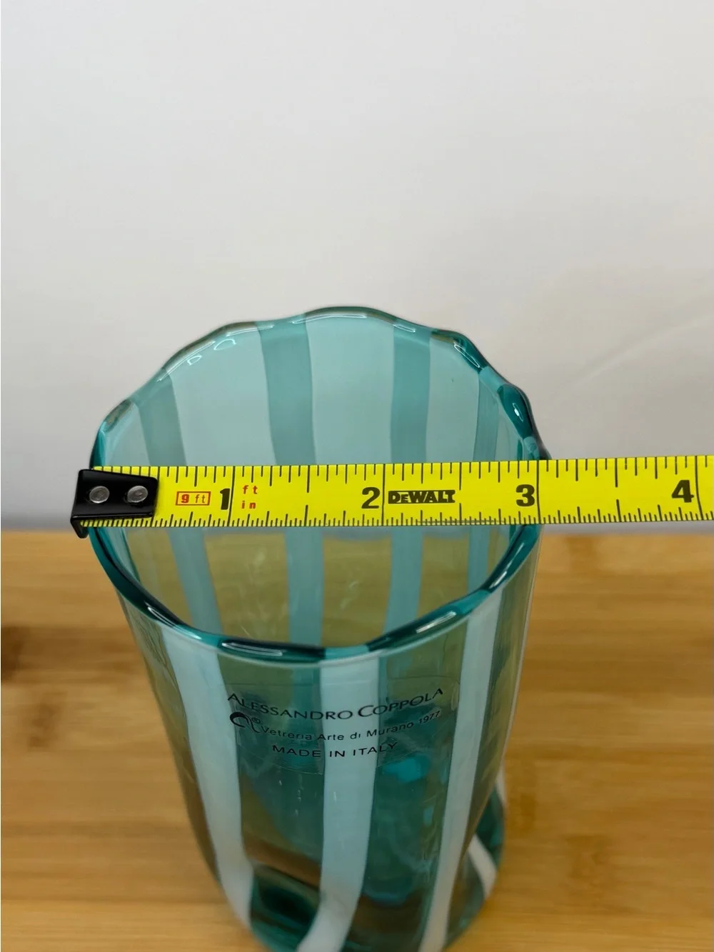 Alessandro Coppola Arte di Murano Italy Aqua/ Teal Glass Tumblers Set of 2 NWT